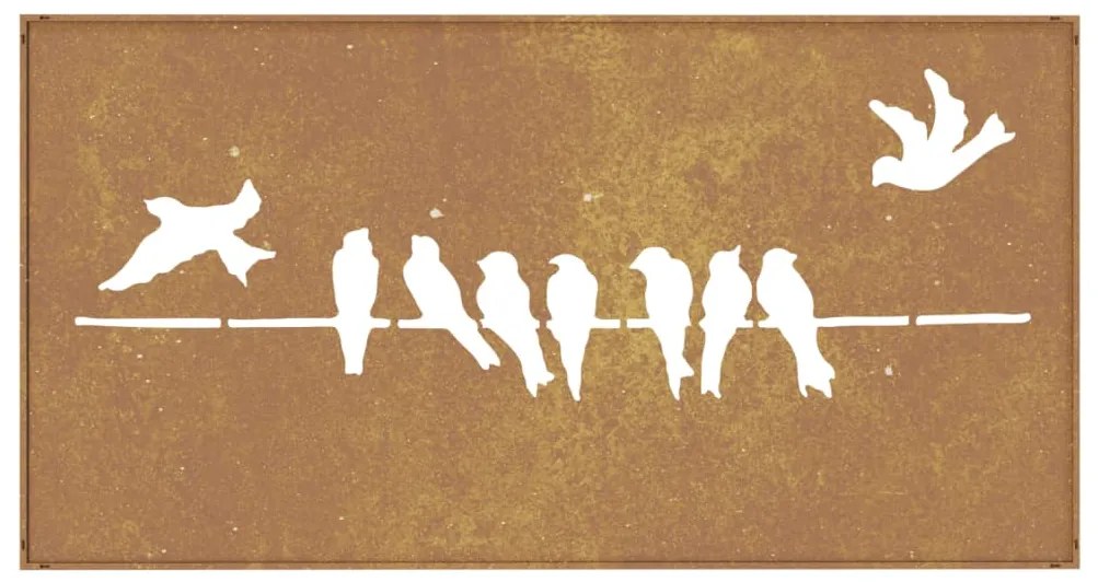 vidaXL Διακοσμητικό Κήπου Επιτοίχιο Σχ. Πουλιά 105x55 εκ Ατσάλι Corten