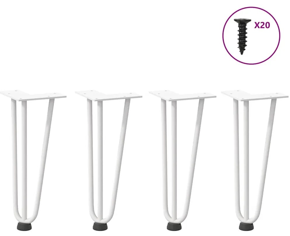 Πόδια Φουρκέτας για Τραπεζάκι Σαλονιού 4 τεμ. Λευκά 30 εκ. από Μασίφ Ατσάλι