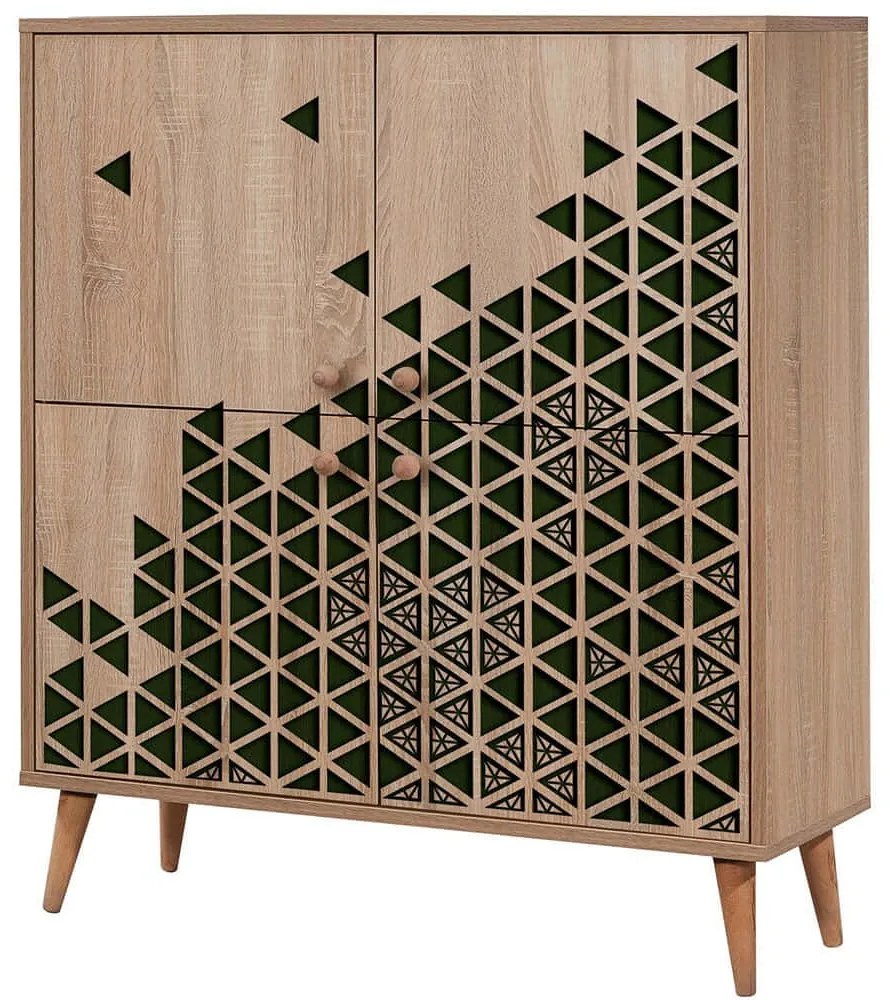 Παπουτσοθήκη - Ντουλάπι Multilux 863SPH3944 95x36x111cm Oak-Green Μοριοσανίδα,Ξύλο