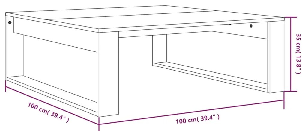 vidaXL Τραπεζάκι Σαλονιού Γκρι Sonoma 100x100x35εκ. Επεξεργασμένο Ξύλο