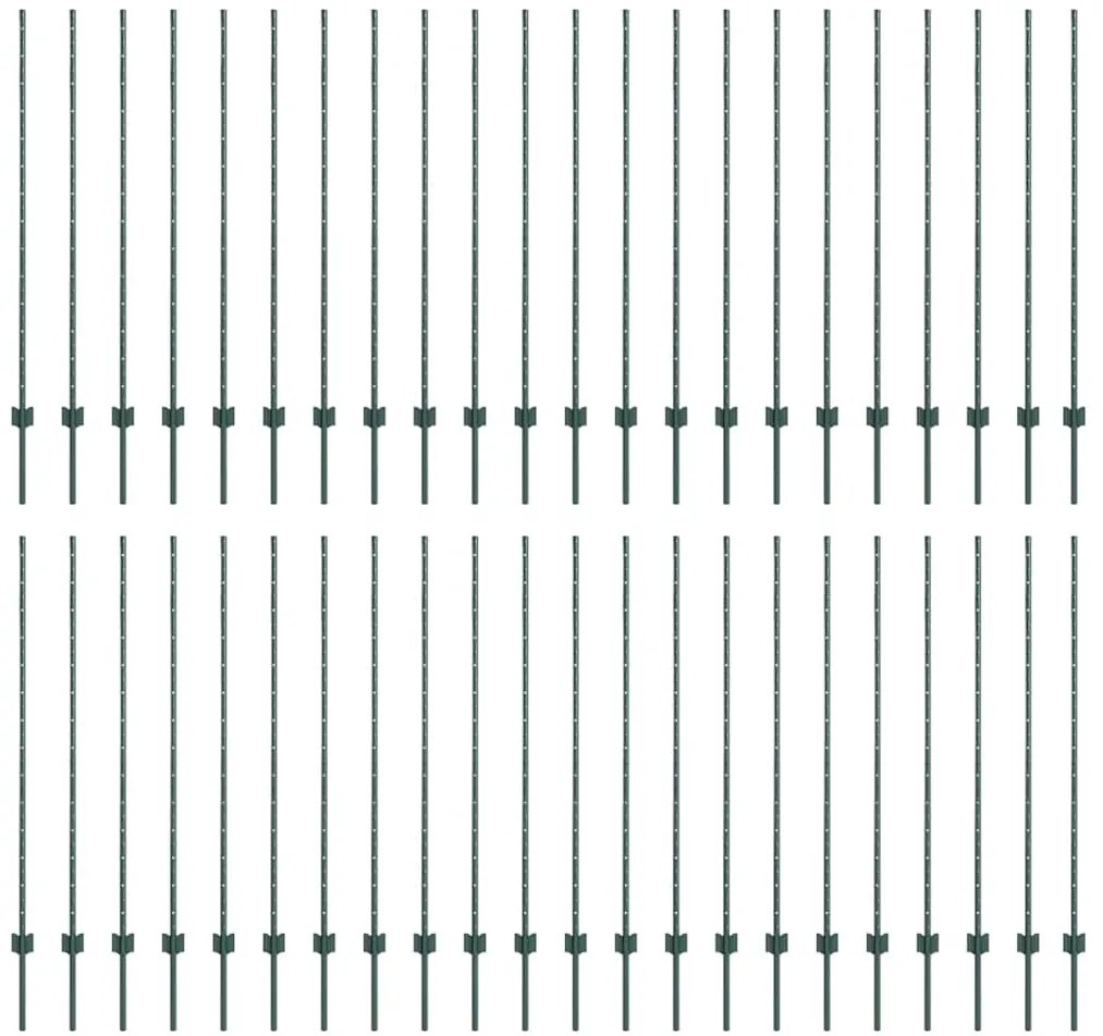 vidaXL Πό posts φράχτη 44 pcs Πράσινο 180 cm Ατσάλι