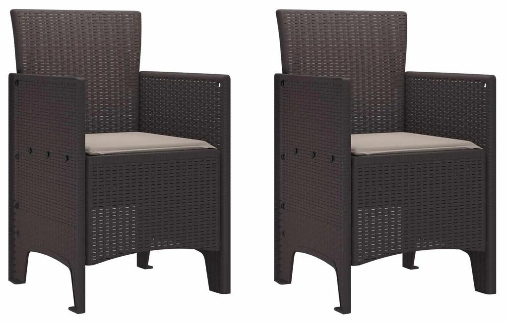 Καρέκλα Κήπου 2 pcs Καφέ 53 x 49 x 85 εκ. Πολυπροπυλένιο