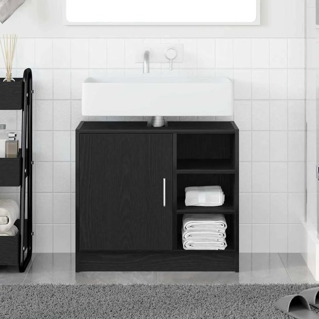 vidaXL Ντουλάπι Νιπτήρα Μαύρη Οξυά 63 x 29 x 55 cm Επεξεργασμένο ξύλο