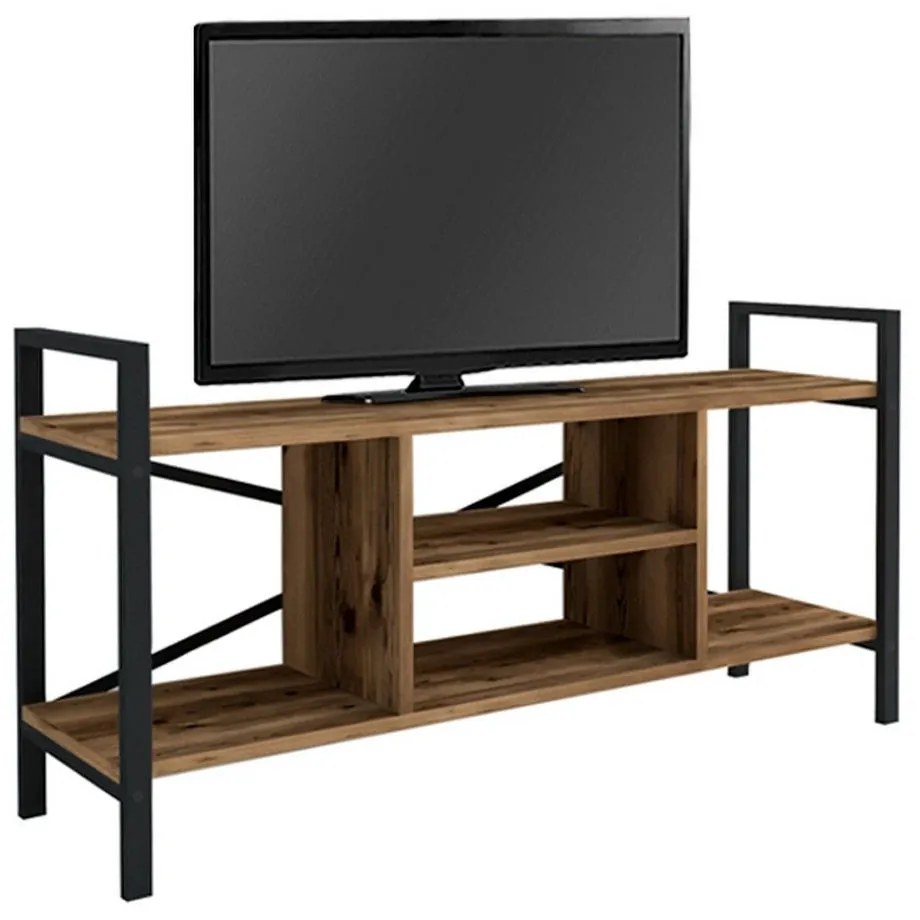 Έπιπλο Tηλεόρασης Santana 212581 120x35x61cm Black - Walnut Μελαμίνη,Μέταλλο