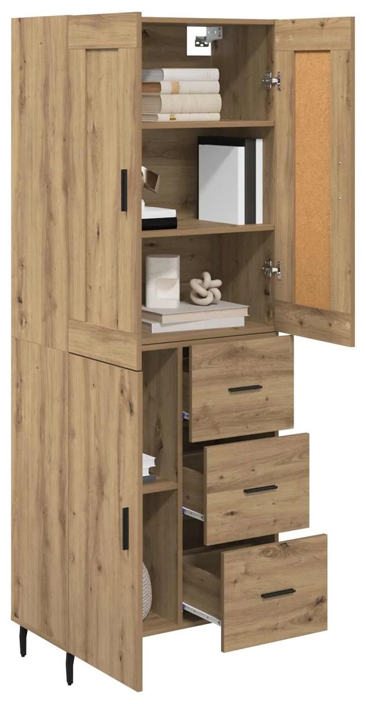 vidaXL Highboard με συρτάρι 2 pcs Artisan Oak Σύνθετο Ξύλο και Γυαλί