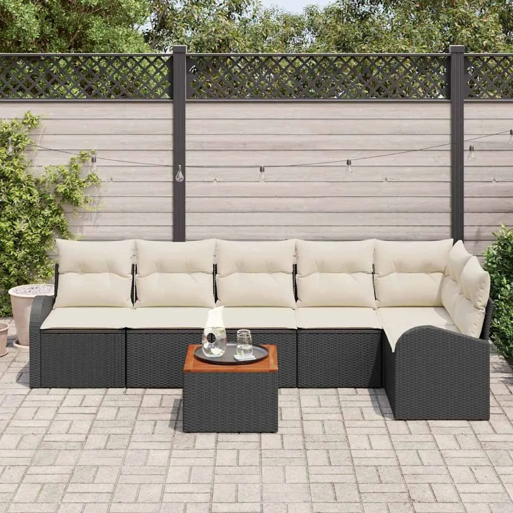 vidaXL Σετ Καναπέ Κήπου 7 pcs Μαύρος, λευκός