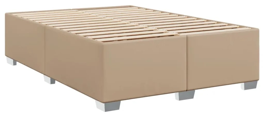 vidaXL Κρεβάτι Boxspring με Στρώμα Καπουτσίνο 160x200εκ.από Συνθ.Δέρμα