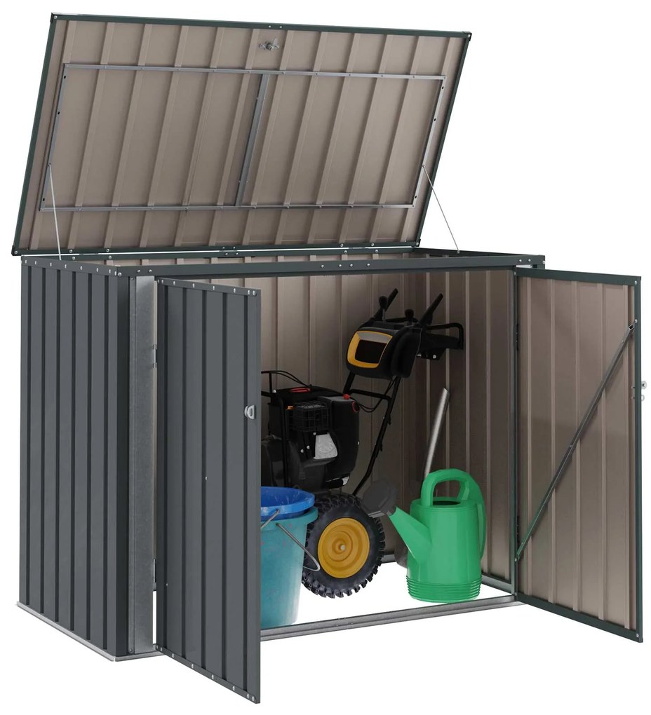 vidaXL Κουτί αποθήκευσης κήπου Μαύρο 151,5 x 82 x 110,5 εκ Ατσάλι