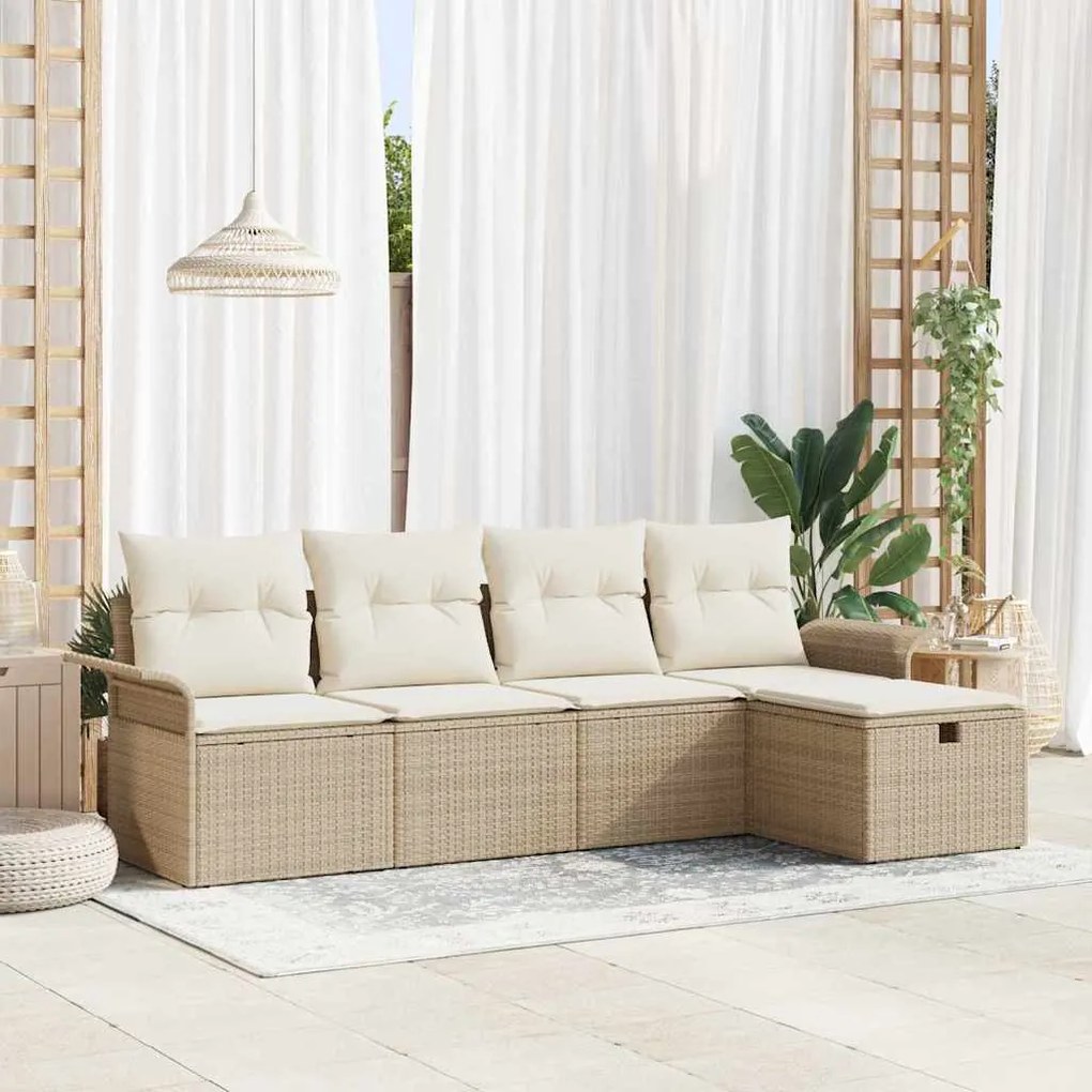 vidaXL Σετ Καναπέ Κήπου 5 pcs μπεζ και κρεμ 251 x 117 x 85 εκ.