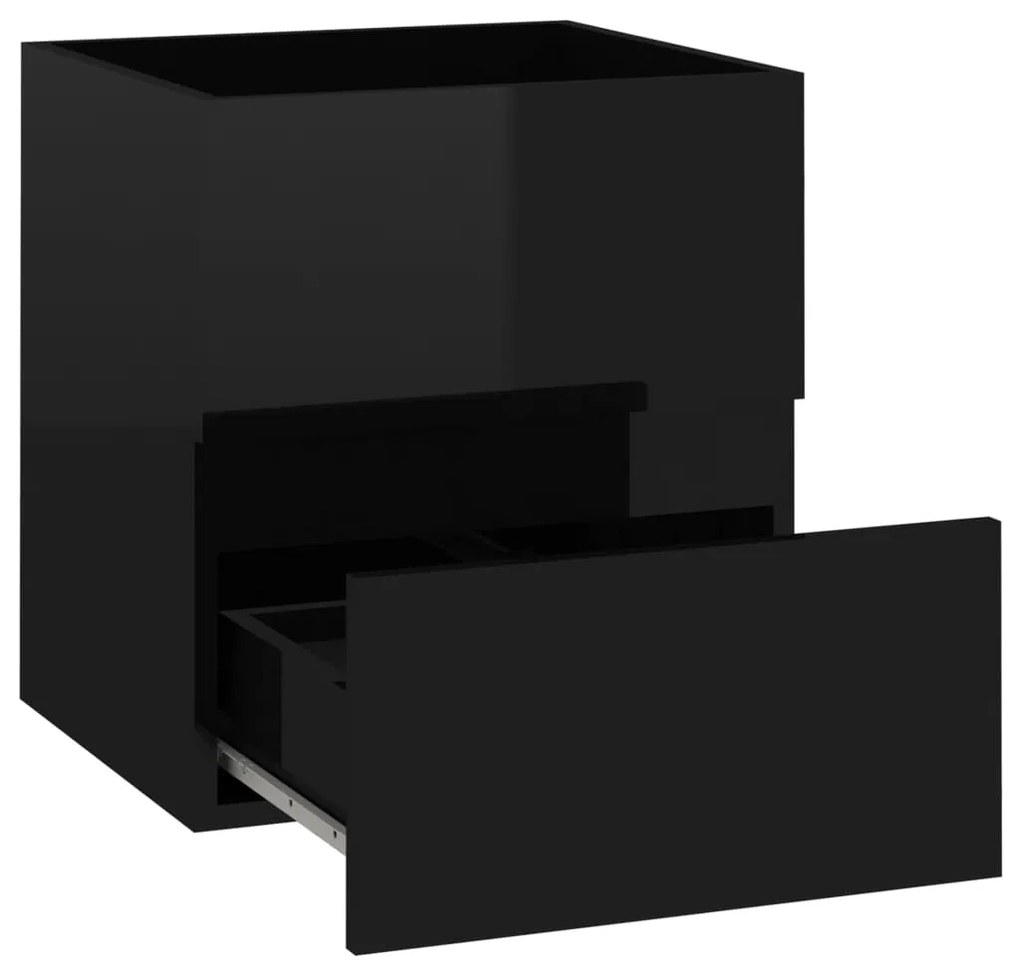 vidaXL Ντουλάπι Νιπτήρα Γυαλ. Μαύρο 41x38,5x45 εκ. Επεξεργασμένο Ξύλο