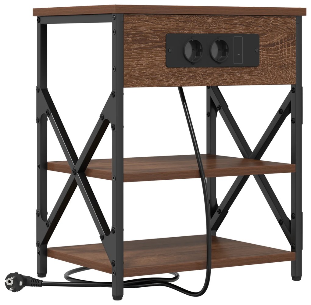 vidaXL Κομοδίνο με ράφι Καφέ δρυς 41 x 31 x 51 εκ. Επεξεργασμένο ξύλο