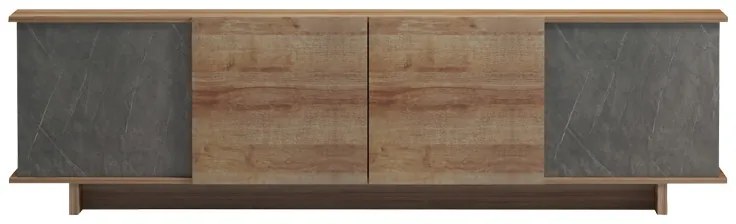 Έπιπλο τηλεόρασης Zafore  pakoworld σε oak-γκρι μαρμάρου απόχρωση 180x33x50εκ