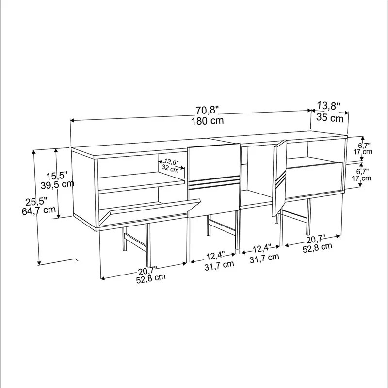 ΕΠΙΠΛΟ ΤΗΛΕΟΡΑΣΗΣ KEVAN PAKOWORLD ΚΑΡΥΔΙ-ΜΑΥΡΟ ΠΟΔΙ 180X35X65ΕΚ