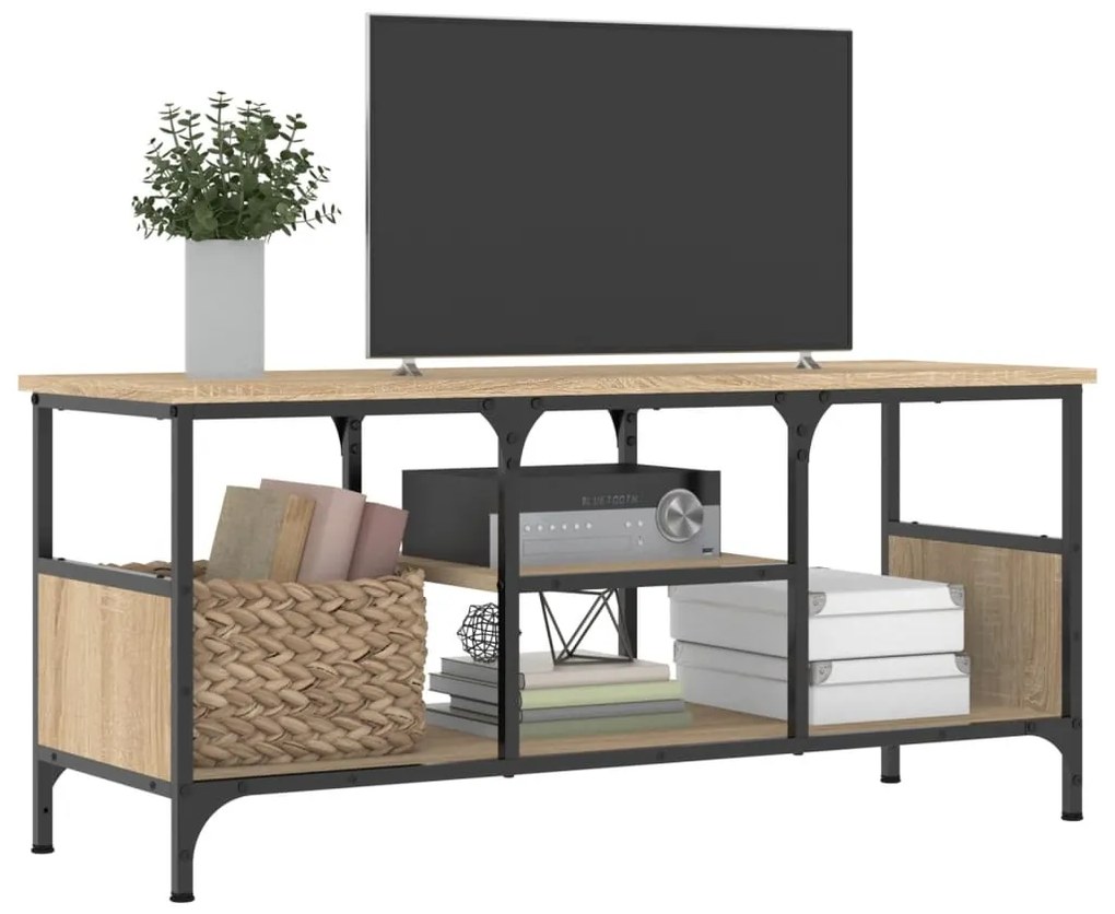 vidaXL Έπιπλο Τηλεόρασης Sonoma Δρυς 100x35x45 εκ. Επεξ. Ξύλο/Σίδερο