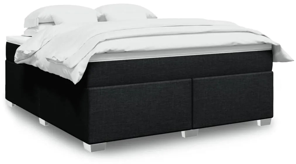 Κρεβάτι Boxspring με Στρώμα Μαύρο 180x200 εκ. Υφασμάτινο