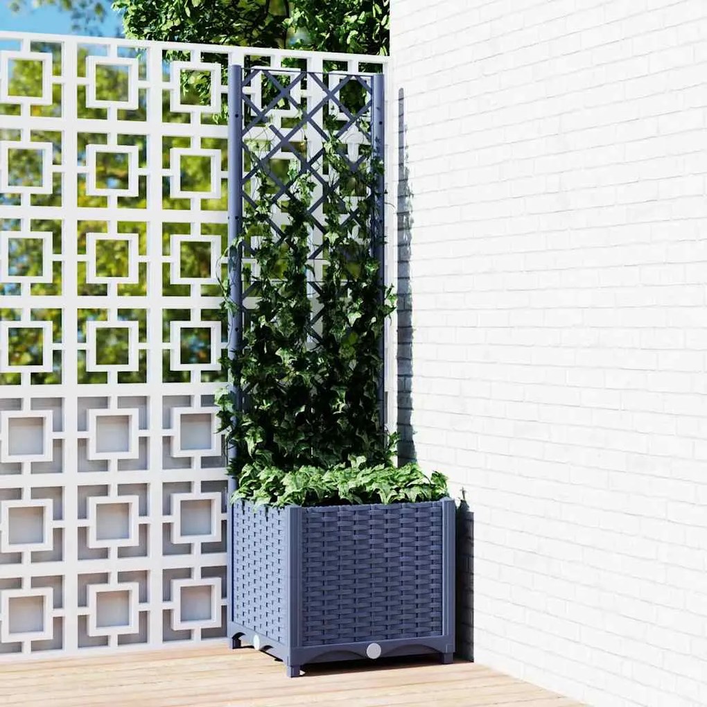 vidaXL Ζαρντινιέρα Κήπου με Καφασωτό Μπλε Γκρι 40x40x136 εκ. από PP