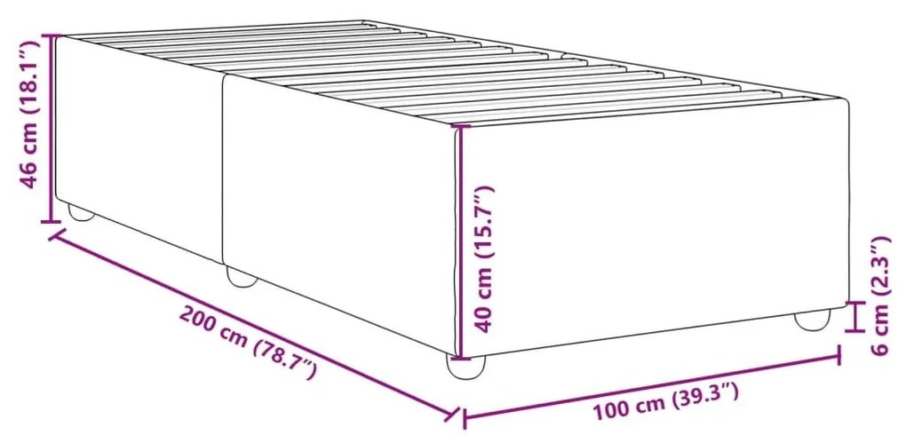 Σκελετός Κρεβατιού Χωρίς Στρώμα Taupe 100 x 200 εκ. Υφασμάτινο - Μπεζ-Γκρι