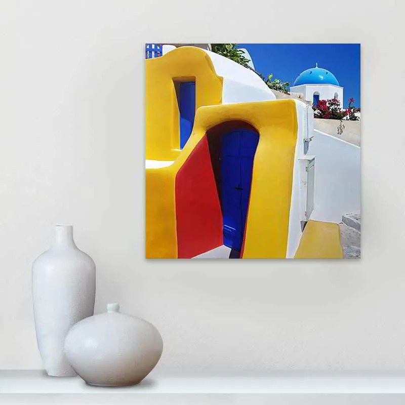 Πίνακας σε καμβά Santorini" Megapap ψηφιακής εκτύπωσης 50x50x3εκ."