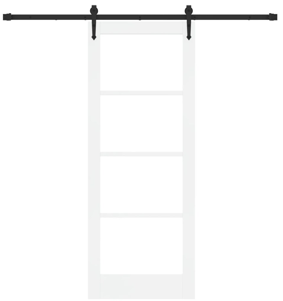 vidaXL Συρόμενη Πόρτα με Σετ Υλικών Λευκή 78x202 cm Συμπαγές Ξύλο Πεύκου