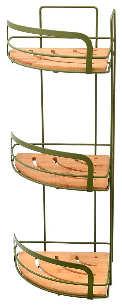 Estia 02-14865 Γωνιακή Επιτοίχια Ραφιέρα Μπάνιου Bamboo με 3 Ράφια 19.5x19.5x49cm