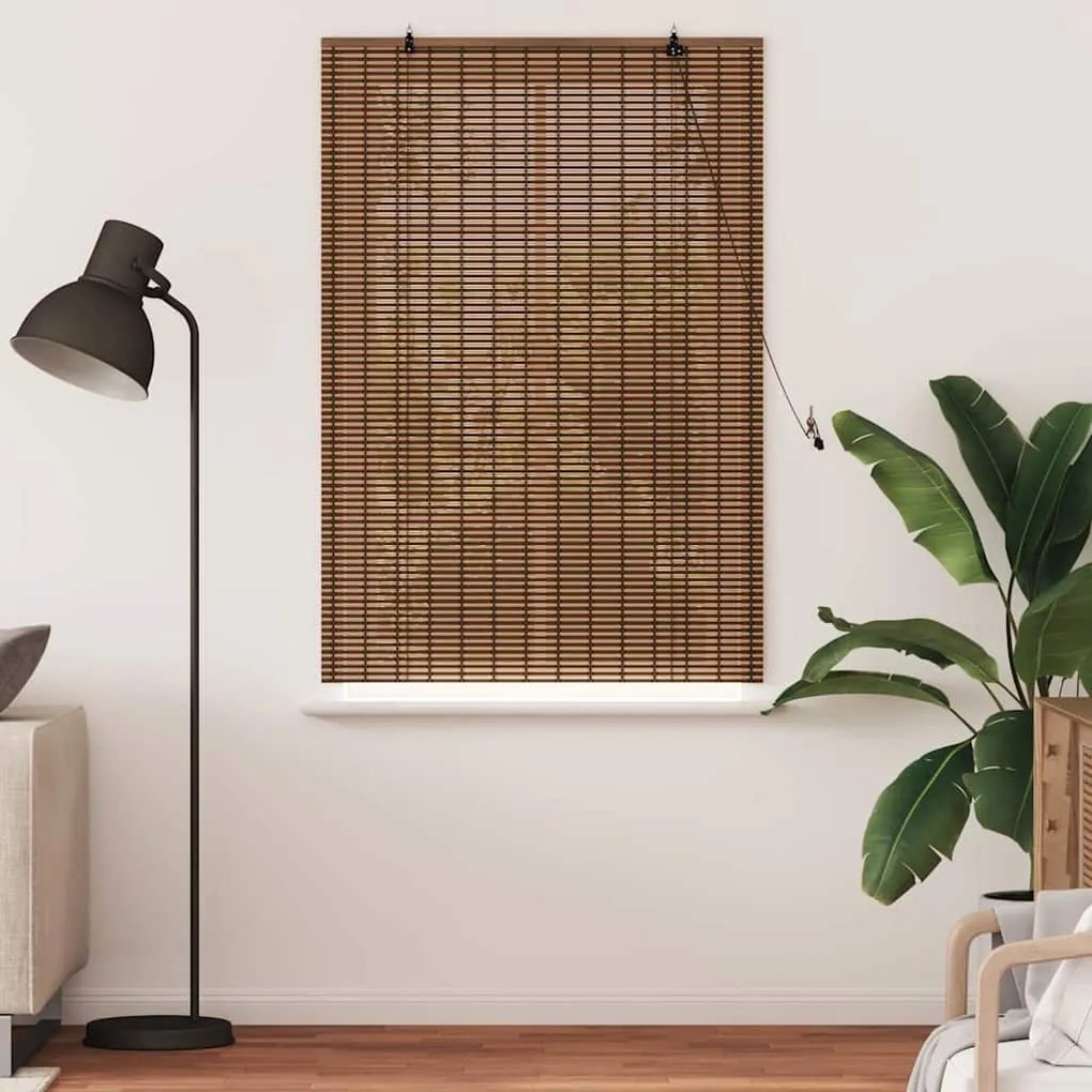 vidaXL Ρολό Παραθύρου με κουρτίνες Καφέ 80 x 160 cm Μπαμπού