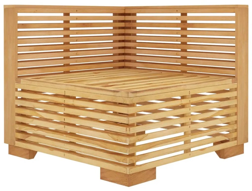 vidaXL Καναπές Κήπου Γωνιακός Μασίφ Ξύλο Teak με Σκ. Γκρι Μαξιλάρια