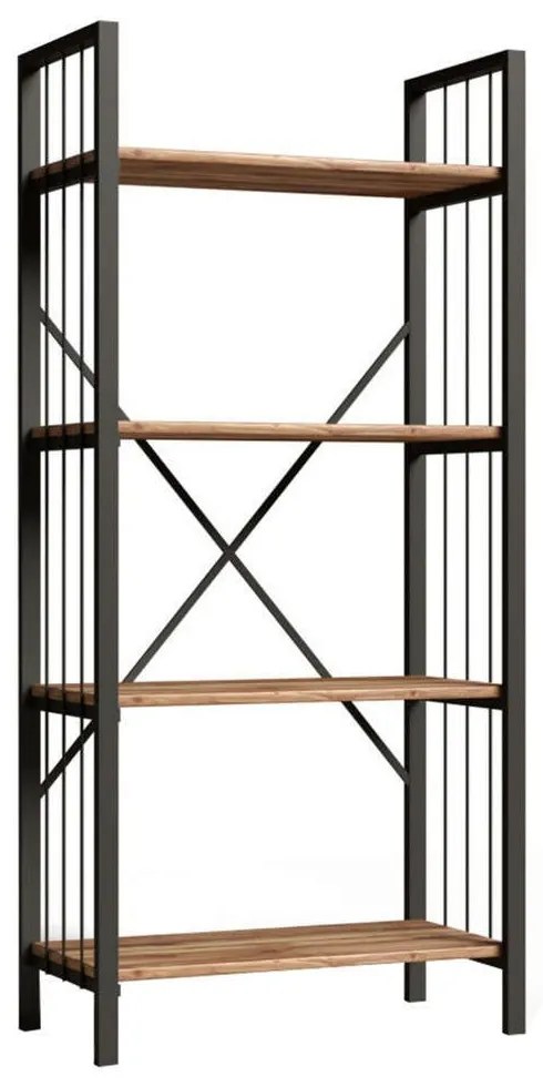 Βιβλιοθήκη Indus HM9425 60x30x150cm Walnut-Grey Μελαμίνη,Μέταλλο