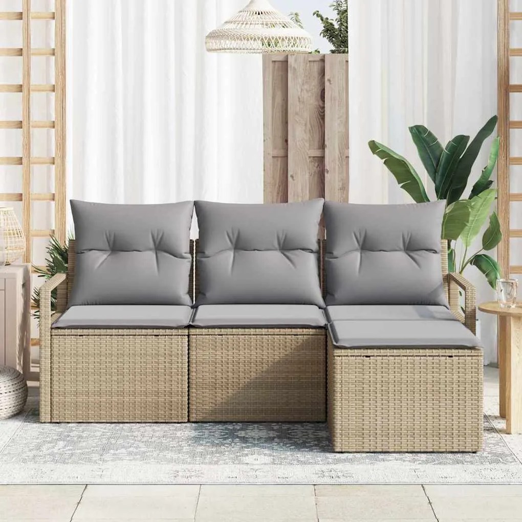 vidaXL Σετ Καναπέ Κήπου 4 pcs Μπεζ Πολυ ράταν