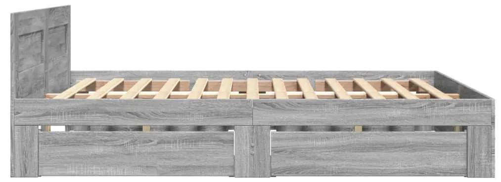 vidaXL Πλαίσιο Κρεβατιού με Κεφαλάρι Γκρι Sonoma 140x190εκ. Επεξ. Ξύλο