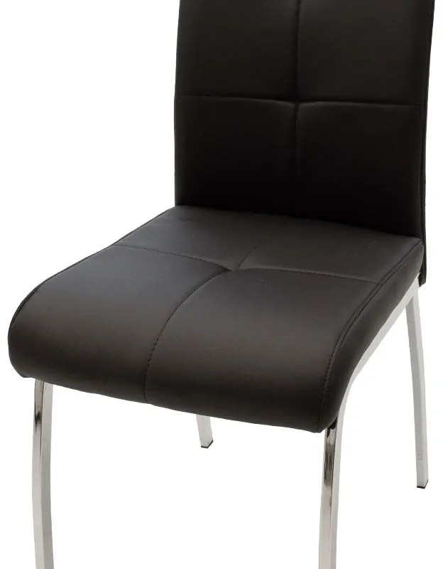 Καρέκλα Ariadne pakoworld PU μαύρο-πόδι χρωμίου - Τεχνόδερμα - 029-000069