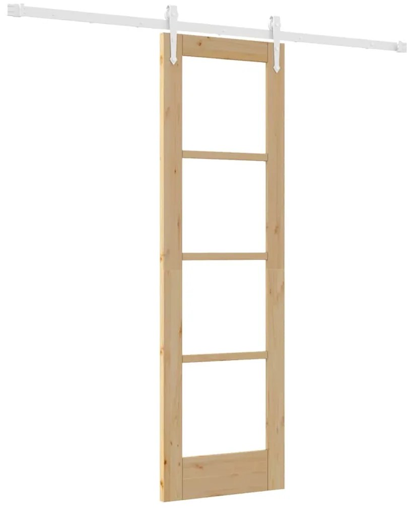vidaXL Ολισθητή Πόρτα Καφέ 61 x 198.5 εκ. Ξύλο και μέταλλο