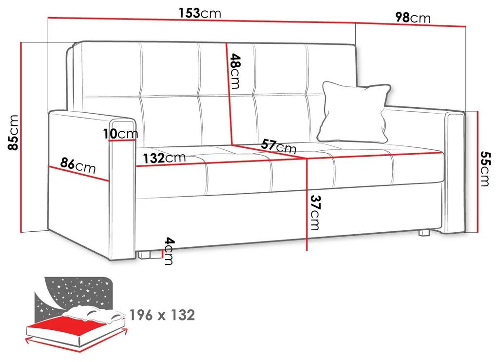 Καναπές κρεβάτι Columbus 106, Αριθμός θέσεων: 2, Αποθηκευτικός χώρος, 85x153x98cm, 62 kg, Πόδια: Μέταλλο, Έπιπλα ήδη συναρμολογημένα | Epipla1.gr
