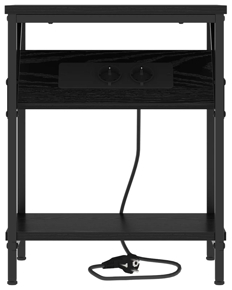 vidaXL Κομοδίνο Μαύρη δρυς 38 x 30 x 48 εκ. Επεξεργασμένο ξύλο