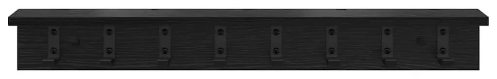 vidaXL Τοίχου Κρεμάστρα με ράφι Μαύρη δρυς 80 x 10.5 x 10.5 εκ