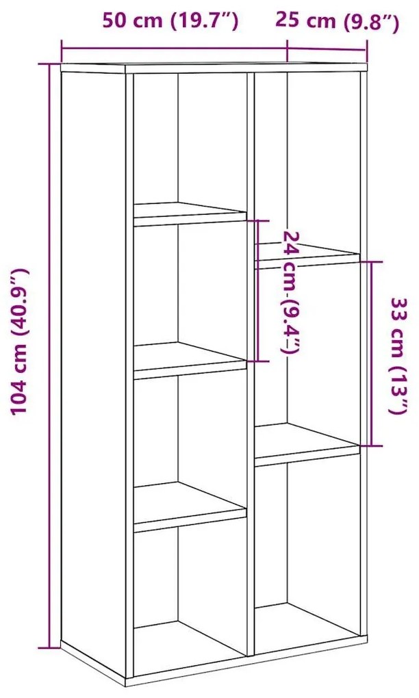 Ντουλάπι βιβλίων Βελανιδιά τεχνίτη 50x25x104 cm - Καφέ