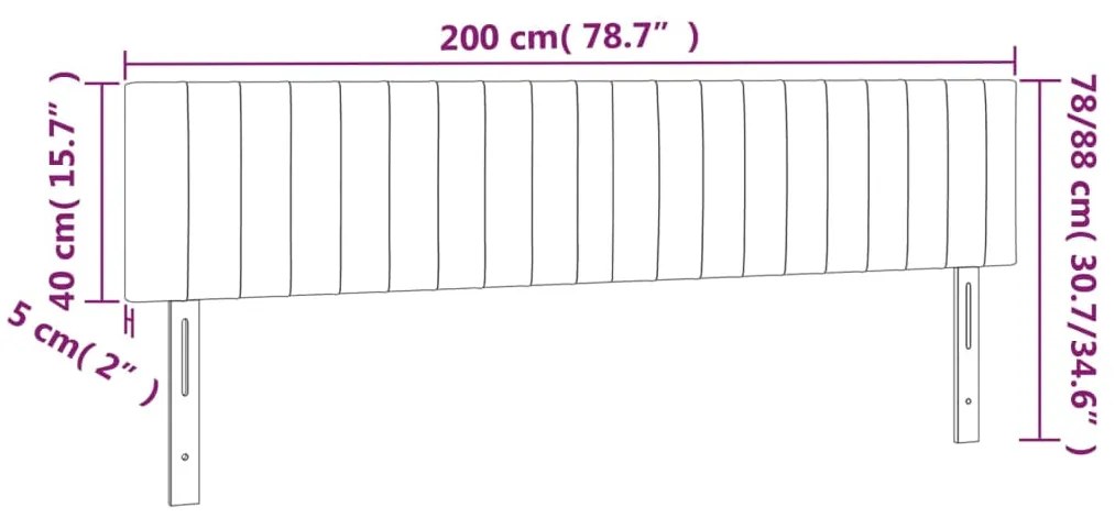 vidaXL Κεφαλάρι Κρεβατιού LED Μπλε 200x5x78/88 εκ. Υφασμάτινο
