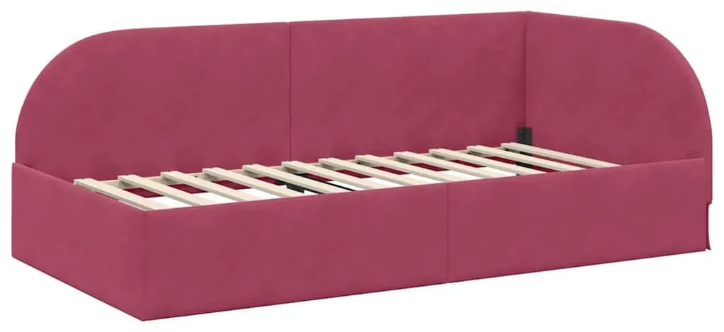 vidaXL Κρεβάτι Γωνίας με κεφαλάρι Μπορντό 90 x 200 cm Βελούδο