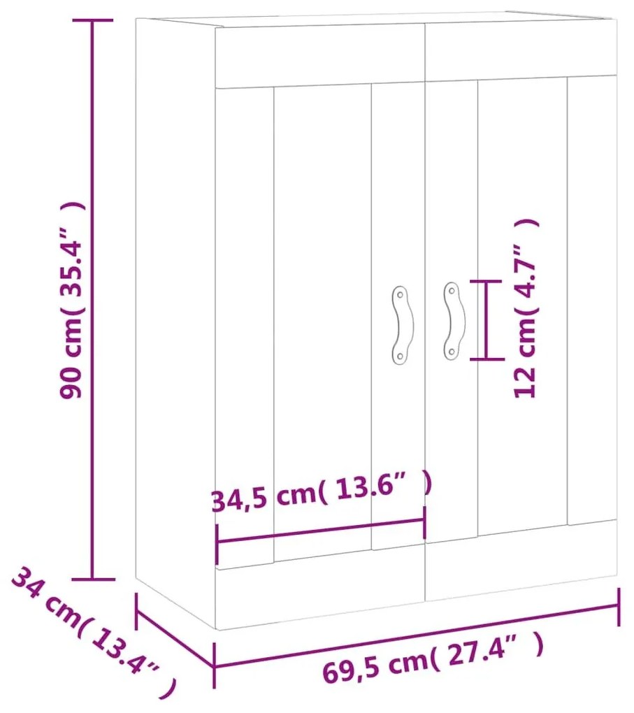 Ντουλάπι Επιτοίχιο Γκρι Σκυροδέματος 69,5 x 34 x 90 εκ. - Γκρι