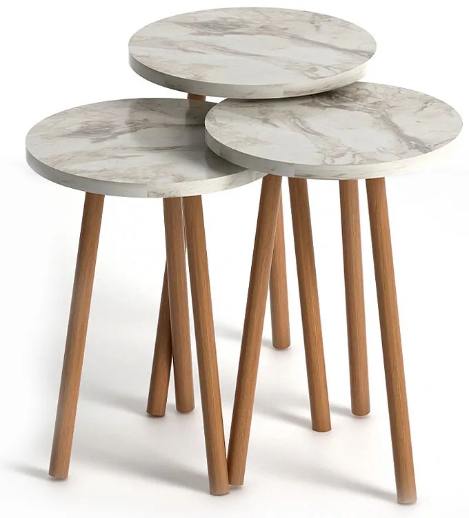 Τραπεζάκια βοηθητικά Roma Megapap χρώμα εφέ μαρμάρου