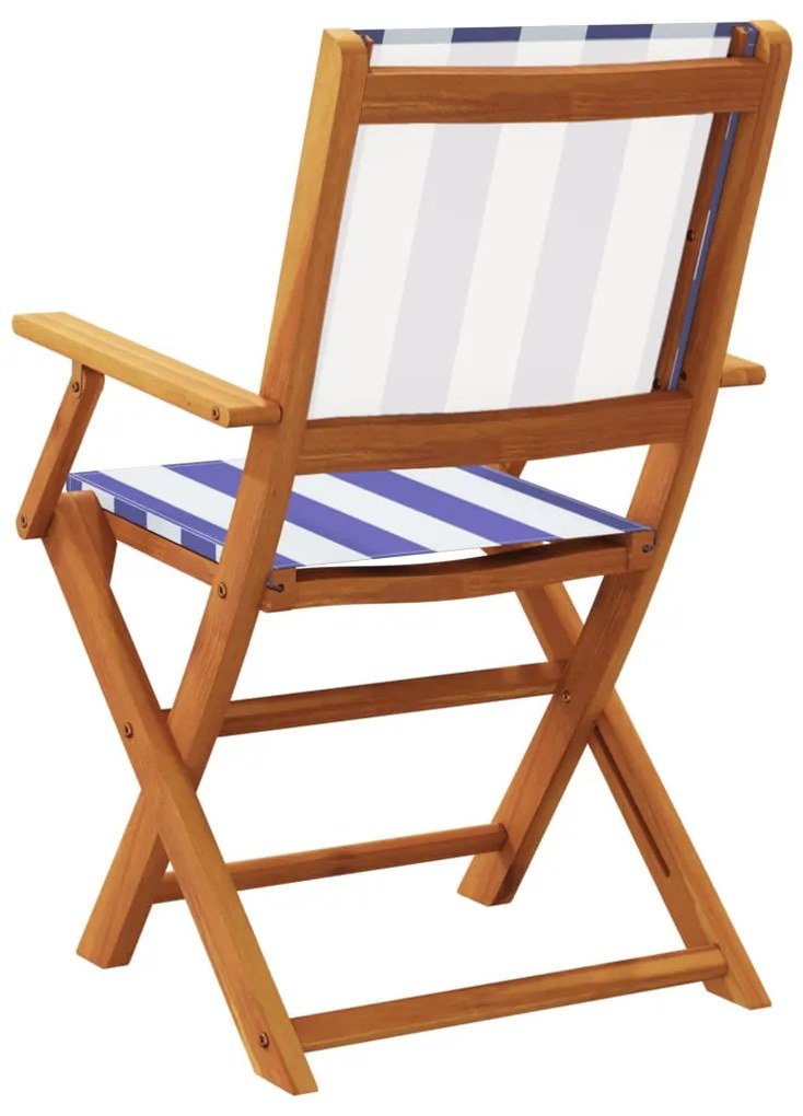 vidaXL Καρέκλες Κήπου 2τεμ. Μπλε / Λευκό Μασίφ Ακακία & Ύφασμα