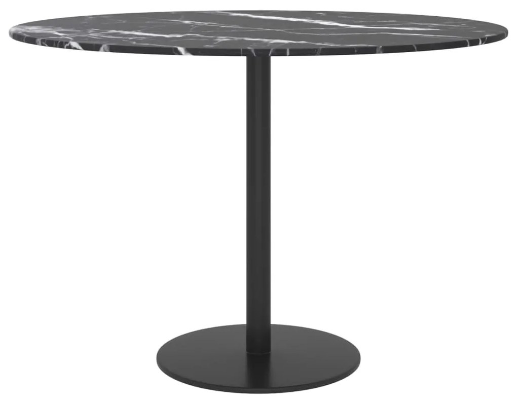 vidaXL Επιφάνεια Τραπεζιού Μαύρη Ø60 x 0,8 εκ. Ψημ. Γυαλί Μαρμ. Σχέδιο