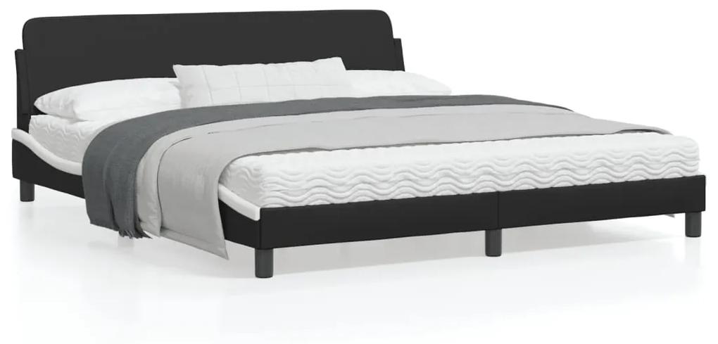 Πλαίσιο Κρεβατιού με Κεφαλάρι Μαύρο/Λευκό 180x200εκ.Συνθ. Δέρμα