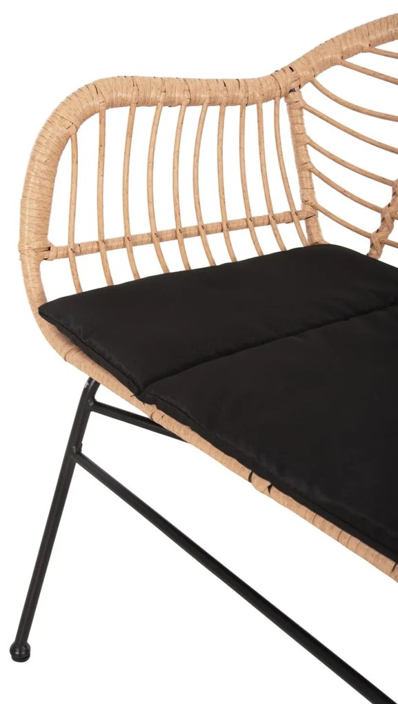 ΚΑΝΑΠΕΣ ALLEGRA  ΜΑΥΡΟ ΜΕΤΑΛΛΟ-ΜΠΕΖ ΣΥΝΘ.RATTAN 120x62x80Υεκ.