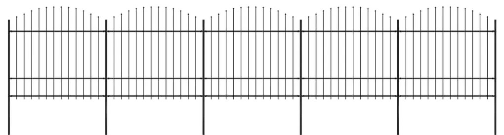 vidaXL Κάγκελα Περίφραξης με Λόγχες Μαύρα (1,5-1,75) x 8,5 μ. Ατσάλινα