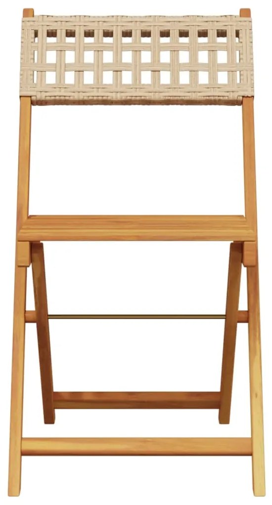 vidaXL Καρέκλες Κήπου Πτυσσόμενες 6 τεμ Μπεζ Συνθ. Ρατάν&amp;Μασίφ Ξύλο