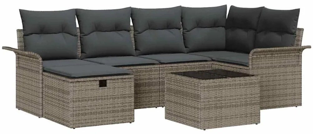 vidaXL Σετ Καναπέ Κήπου 7 pcs Γκρι 242.5 x 132.5 x 85 εκ. Πολυ ράταν