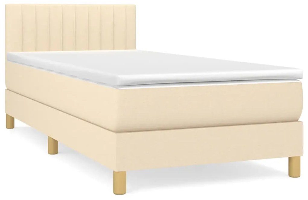 ΚΡΕΒΑΤΙ BOXSPRING ΜΕ ΣΤΡΩΜΑ ΚΡΕΜ 90X190 ΕΚ.ΥΦΑΣΜΑΤΙΝΟ 3140742