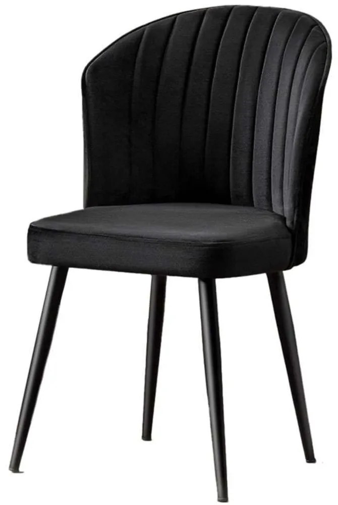 Καρέκλα Rubi (Σετ 4Τμχ) 107BCK1105 52x42x85cm Black Mdf, Ύφασμα