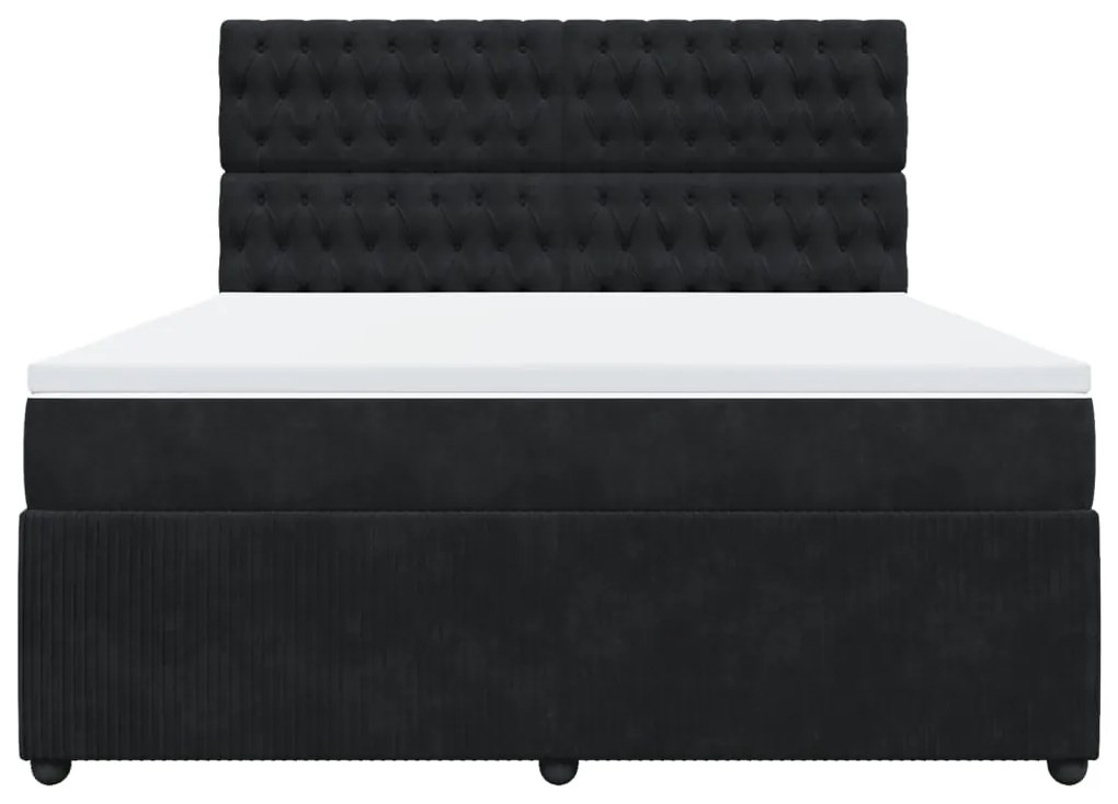 vidaXL Κρεβάτι Boxspring με Στρώμα Μαύρο 180x200 εκ. Βελούδινο