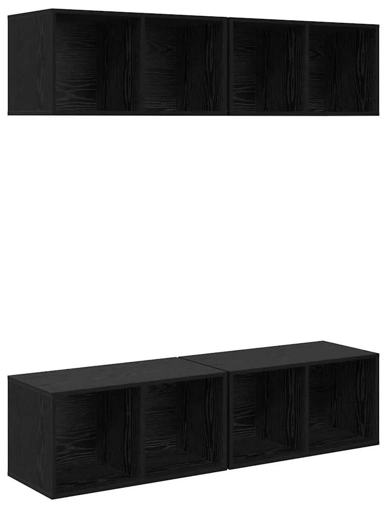 vidaXL Τηλεοπτική Κάβα Τοίχου 4 pcs Μαύρη δρυς 37 x 37 x 72 εκ